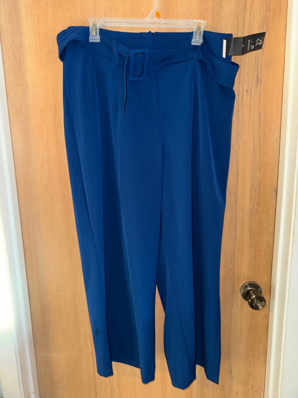 NWT New York & Company Belted Royal Blue Culotte Pants size 14